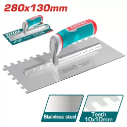 Rozsdamentes acél simítókanál fogakkal 280mm x 130mm /INDUSTRIAL