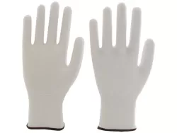 Tenyéren és ujjvégeken mártott PU kesztyű méret:L (9) fehér