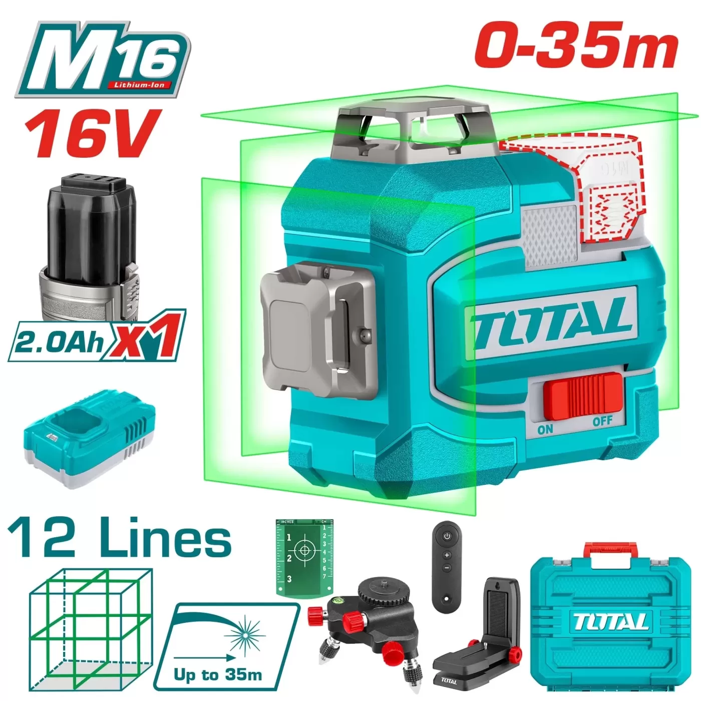 3D Keresztvonalas szintezőlézer (zöld) 35m /12 sor /IND