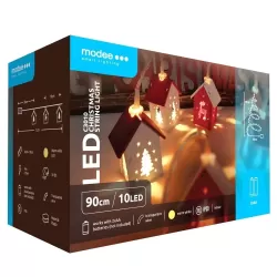 Modee Karácsonyi LED Füzér Dekor Elemes C3010 (10LED/90cm/10cm) warm