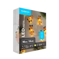 Modee Karácsonyi LED Füzér Dekor Elemes C3023 (10LED/90cm/10cm) warm