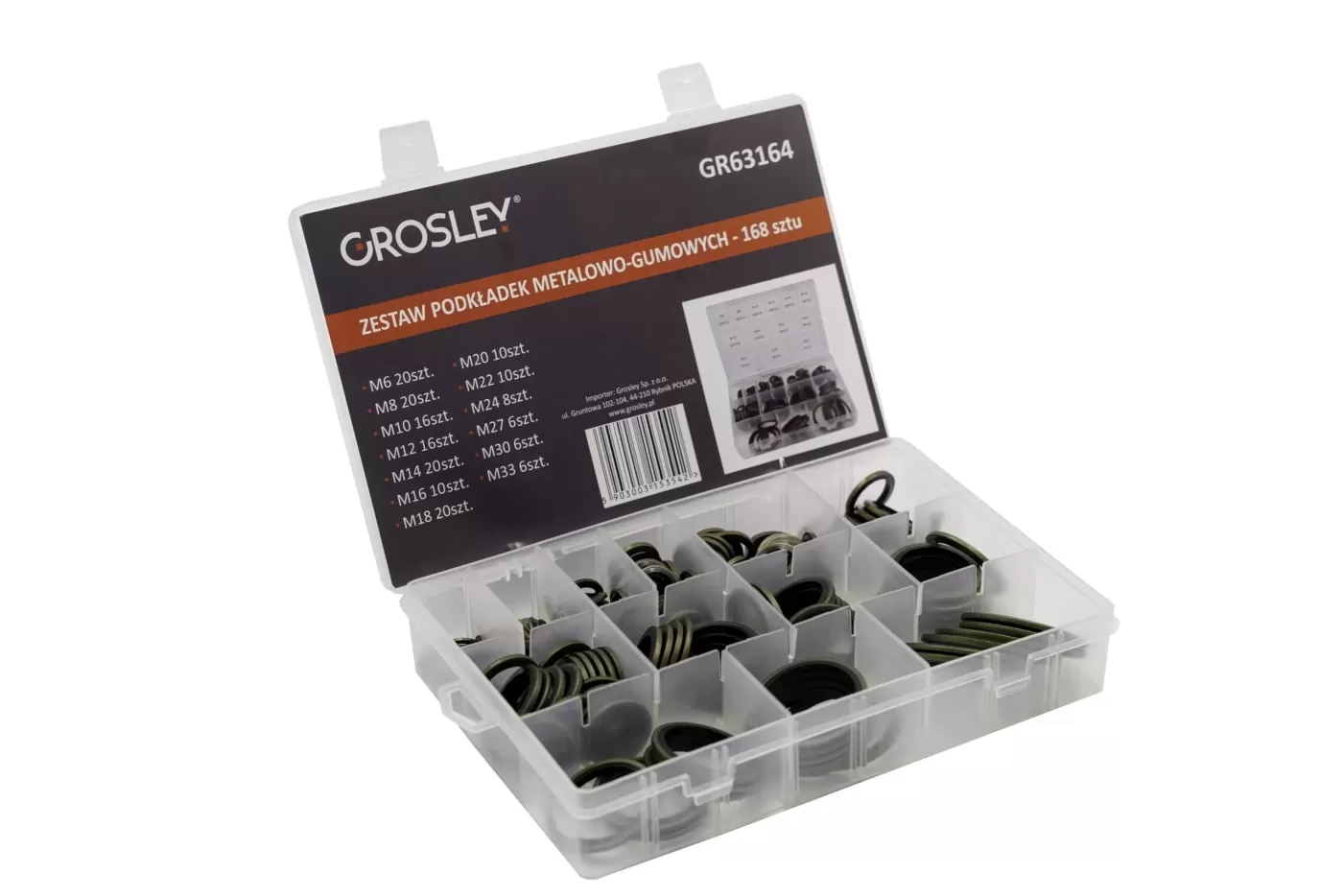 GROSLEY Fém és gumi alátét készlet – 168 db