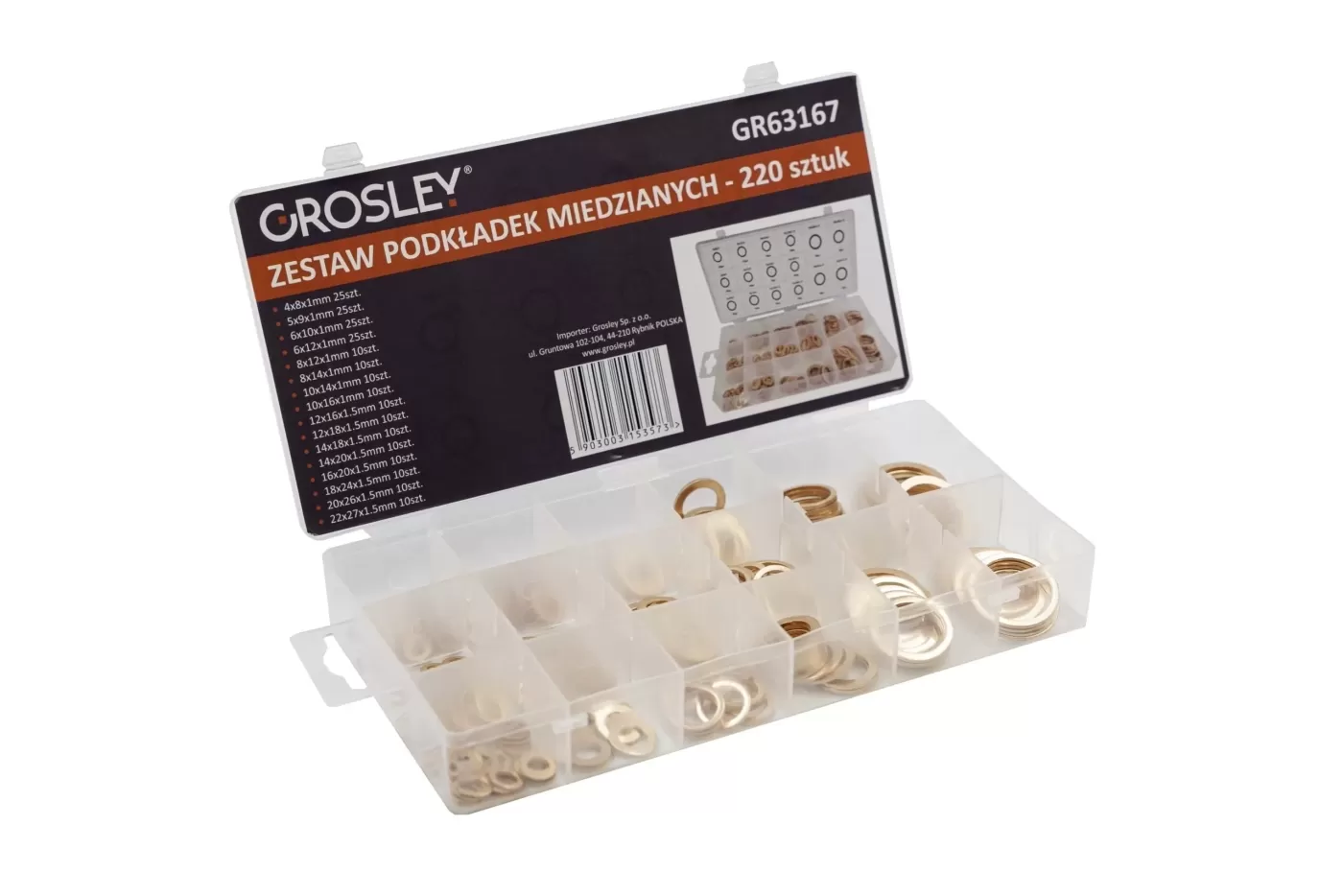 GROSLEY Réz alátét készlet – 220 db